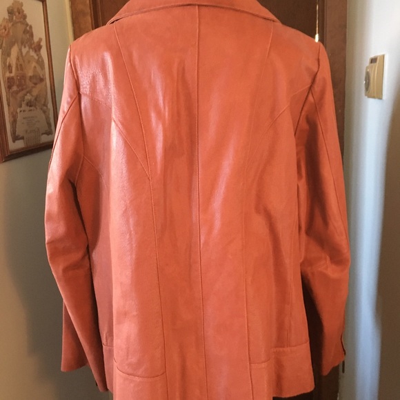 Lane Bryant Burnt Orange Zip Front Leather Jacket Size 14 / 16 Fully Lined - Picture 3 of 8